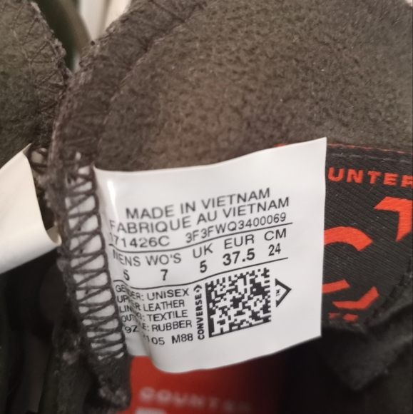 Converse Leather Unisex Cargo Green White Lugged Sole Moto Boho 2.0 High Top - Picture 9 of 9